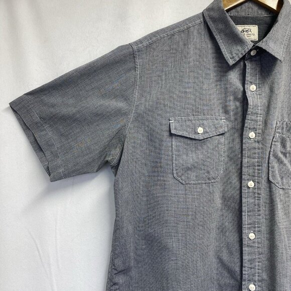 ECKO UNLTD Collar Button-Up Short Sleeve Shirt Men XL Gray Stripes Front Pockets - Picture 5 of 14